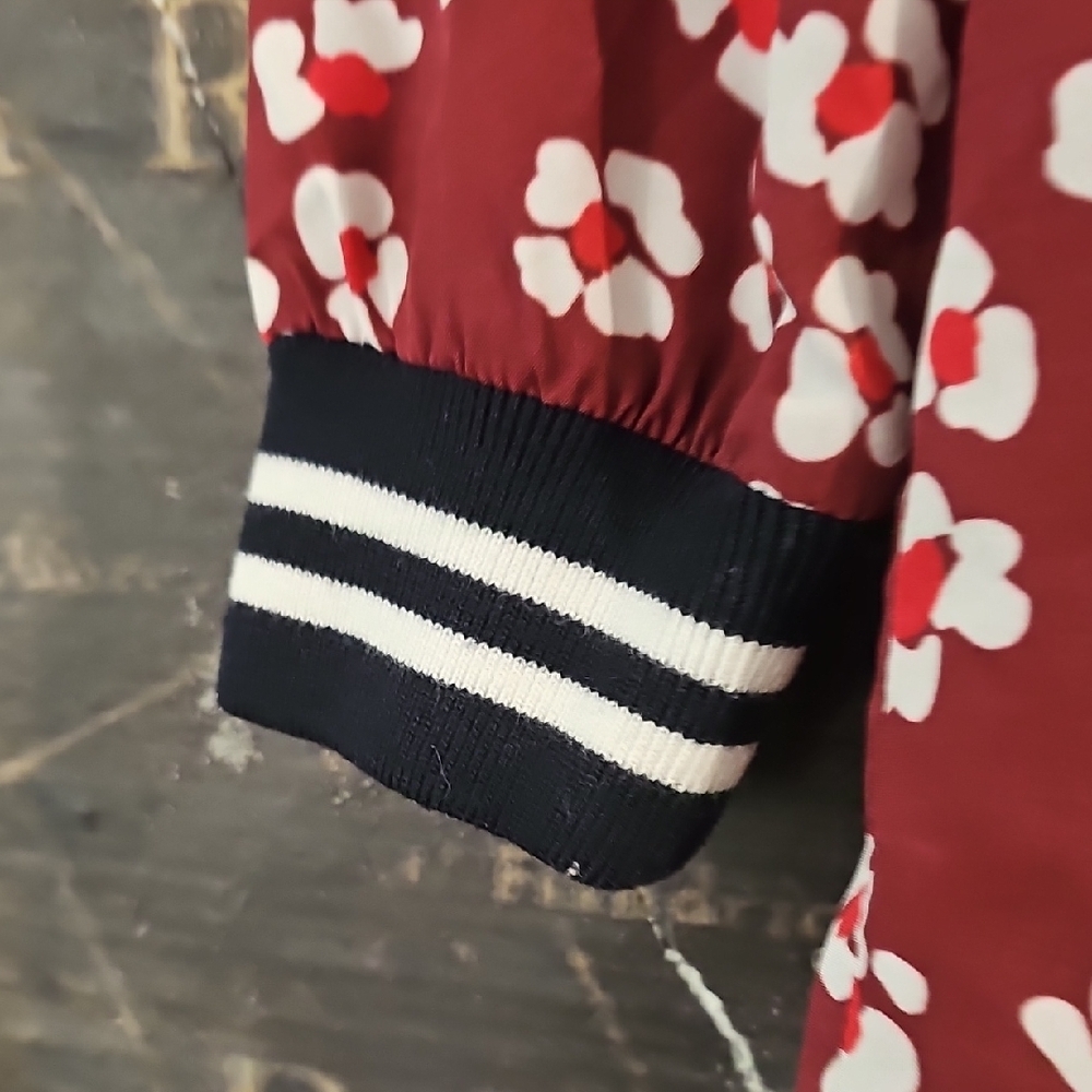 Red and White Ribbed Long Sleeve Casual Dress - Picture 3 of 5